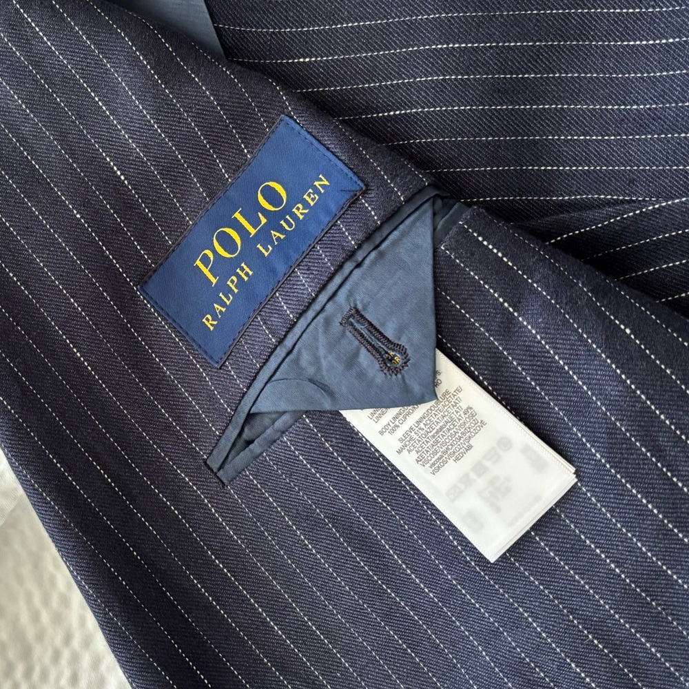 Ralph Lauren Navy Linen Pinstripe Suit Jacket - Picture 15 of 16